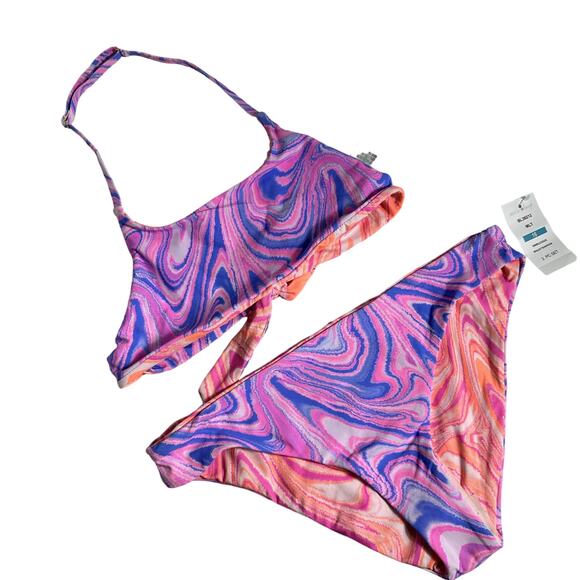 Beach Lingo Girls Reversible Swirlicious Bralette/Hipster Bikini Set Size 16 NWT